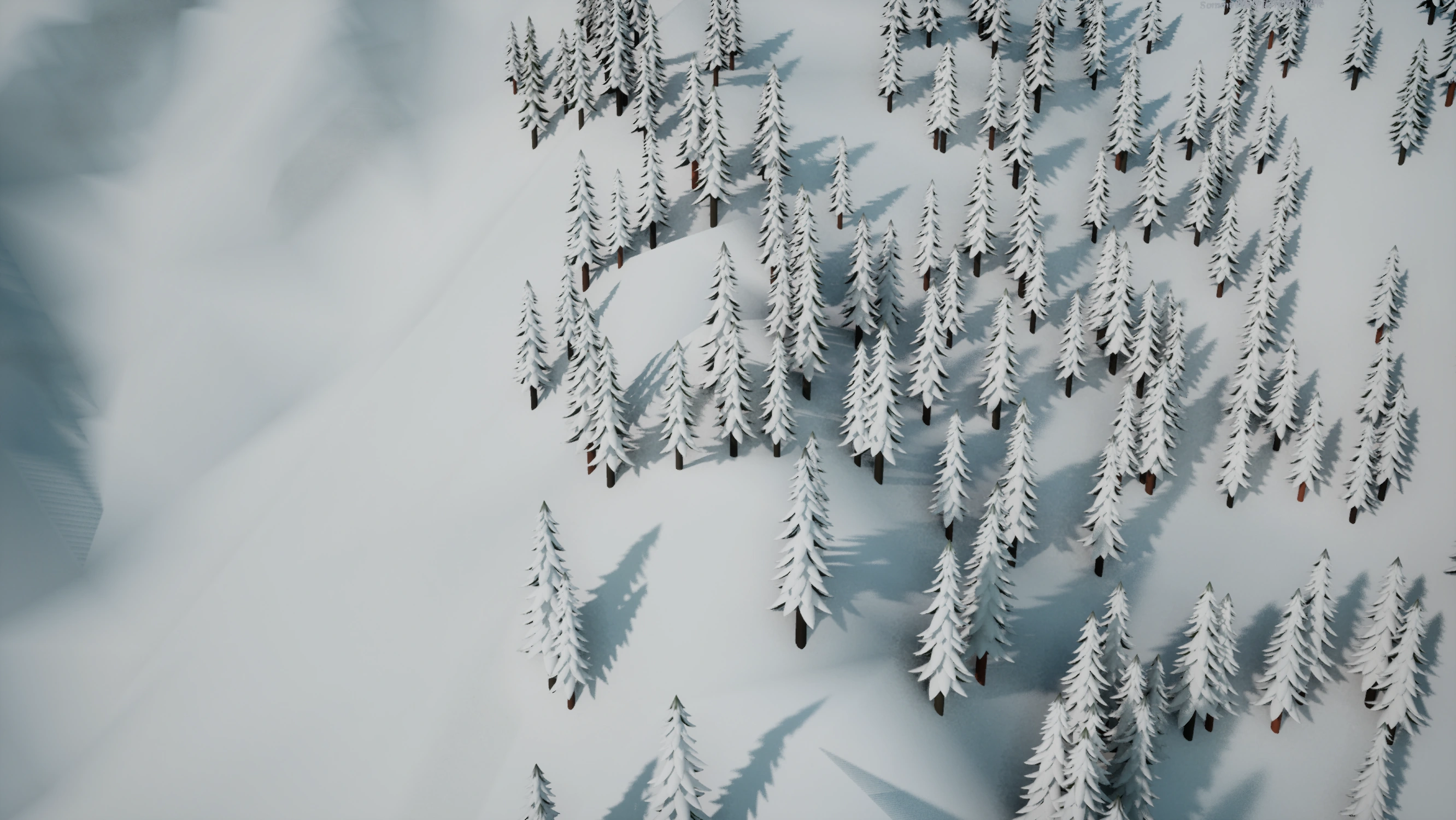 Close in-game view of Veymont’s forest, with tree trunks anchored to the terrain after the 1.11.1 grounding correction.